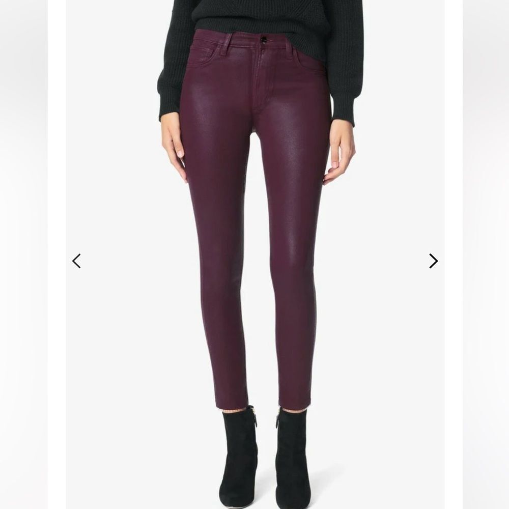 Joe's CHARLIE HIGH RISE SKINNY ANKLE COATED JEANS SIREN Red Size 26